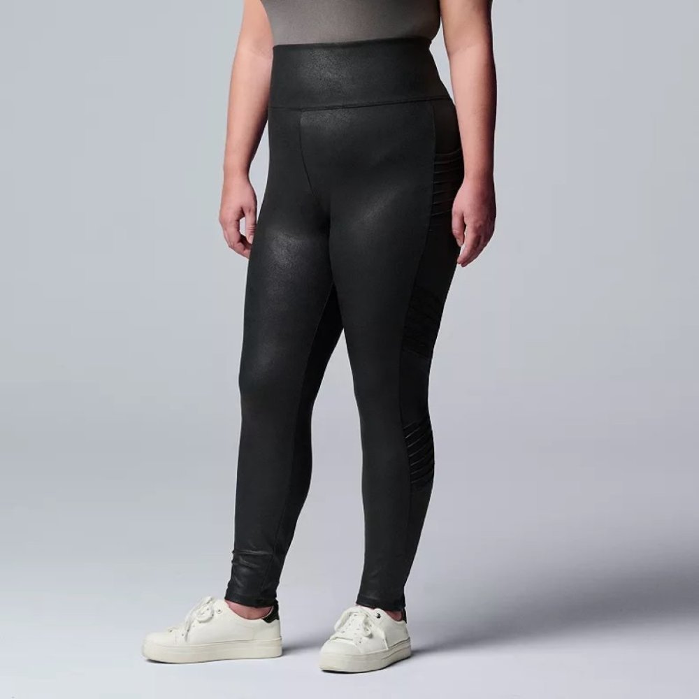 Black Faux Leather Leggings High Rise Simply Vera Vera Wang Plus Size 2X NWT
